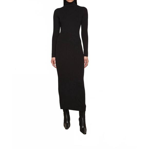 ENZA COSTA Dresses & Skirts - NEW ENZA COSTA silk sweater rib ankle turtleneck dress in black